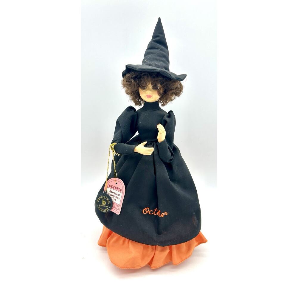 Vtg 1986 Brinn’s Musical Calendar Miss October Halloween Witch Autom Leaves